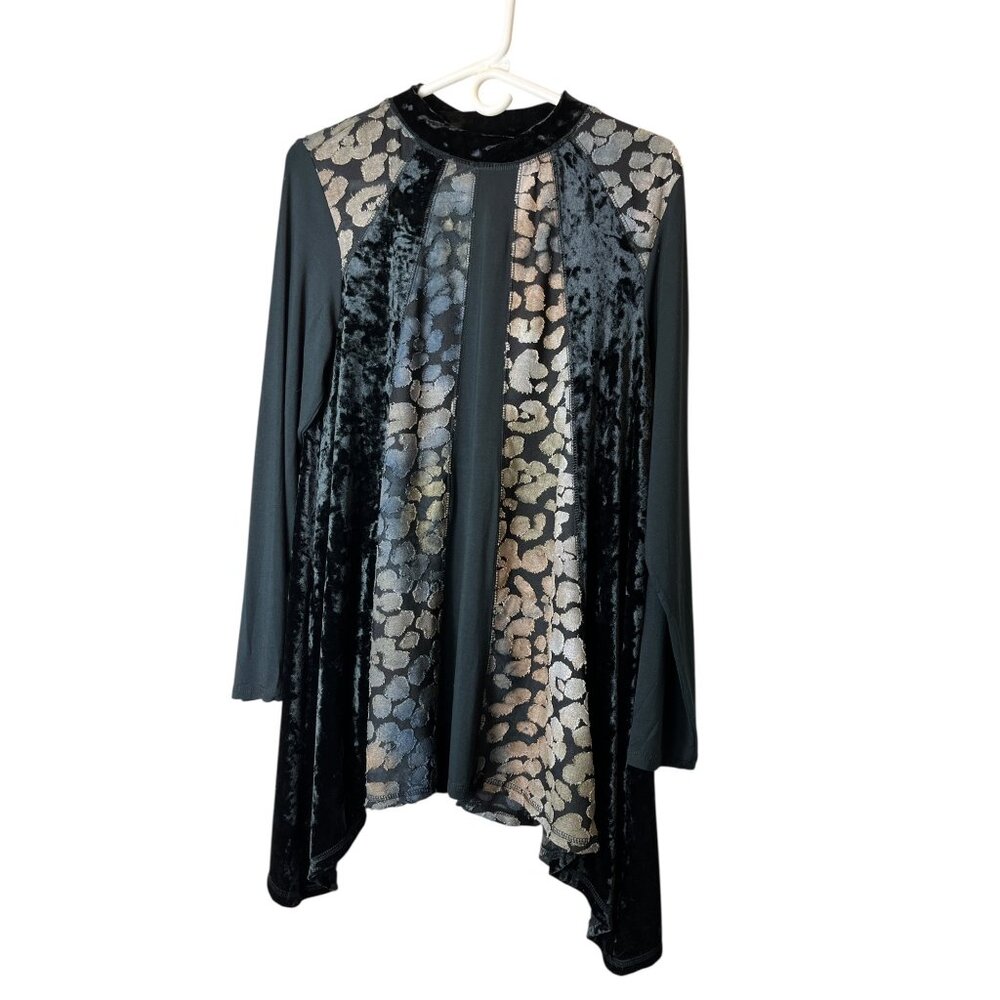LOGO Lavish by Lori Goldstein Patchwork Top Size Medium Whimsigoth Fairy Artsy